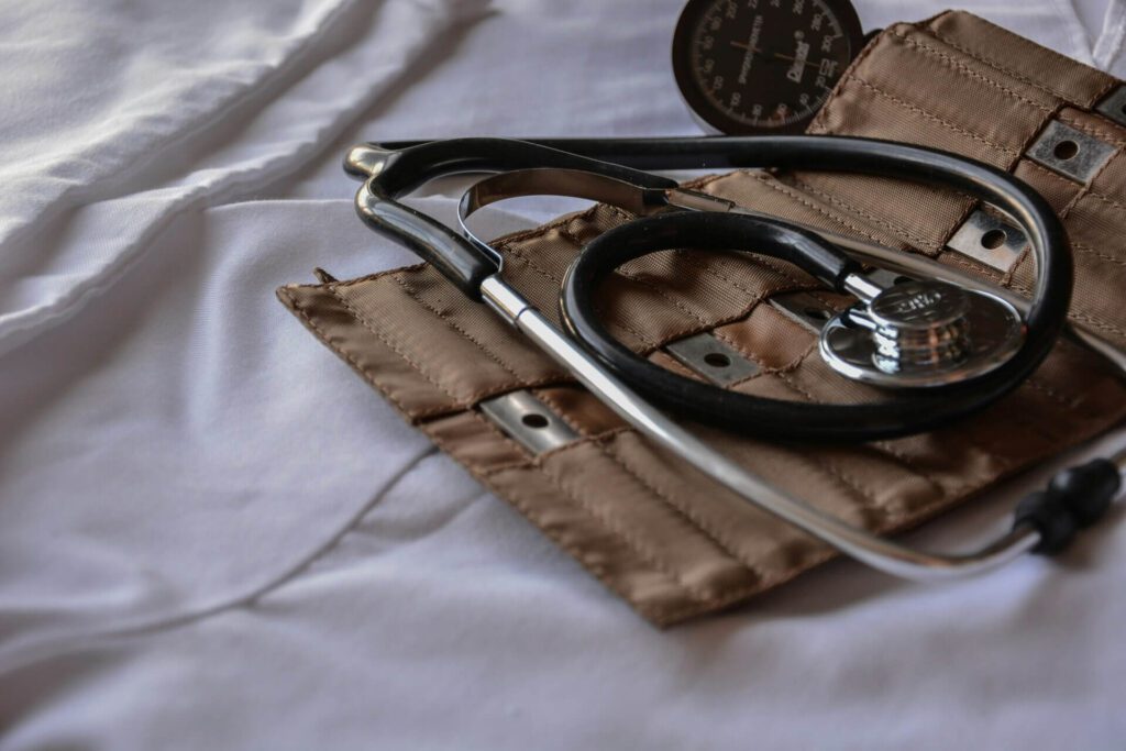 Black stethoscope with blood pressure monitor