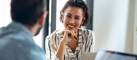 Woman smiling during interview